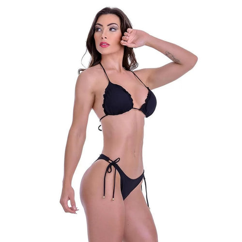 CURTAIN BRAZILIAN BIKINI WITH BLACK RIPPLE PADS