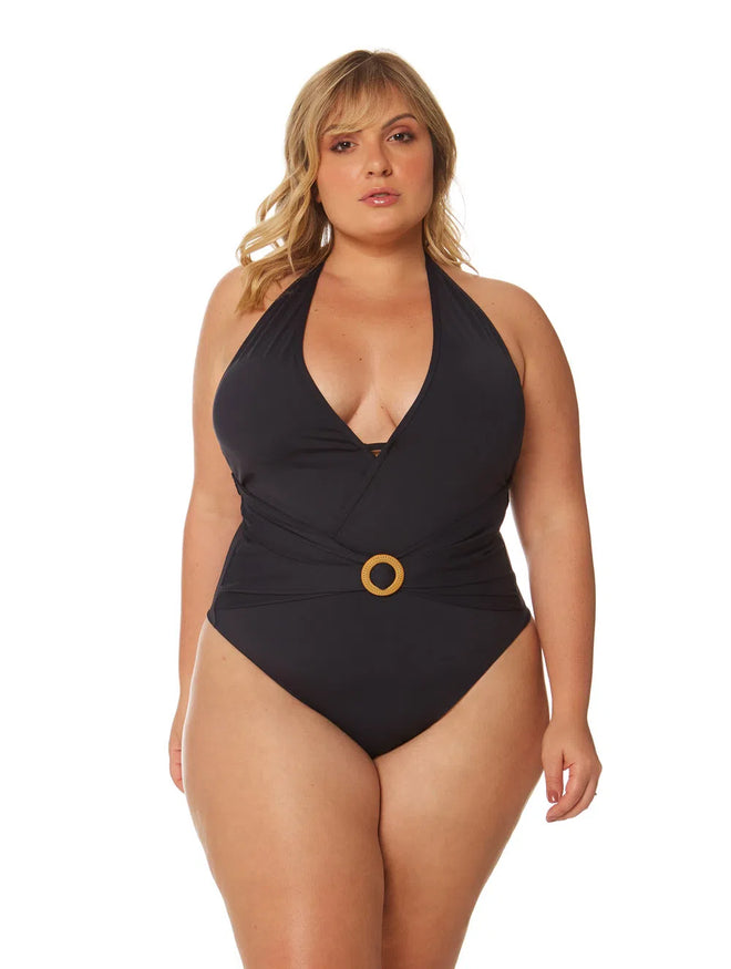 Brazilian Body Plus Size Swimsuit with Removable Pad - Black