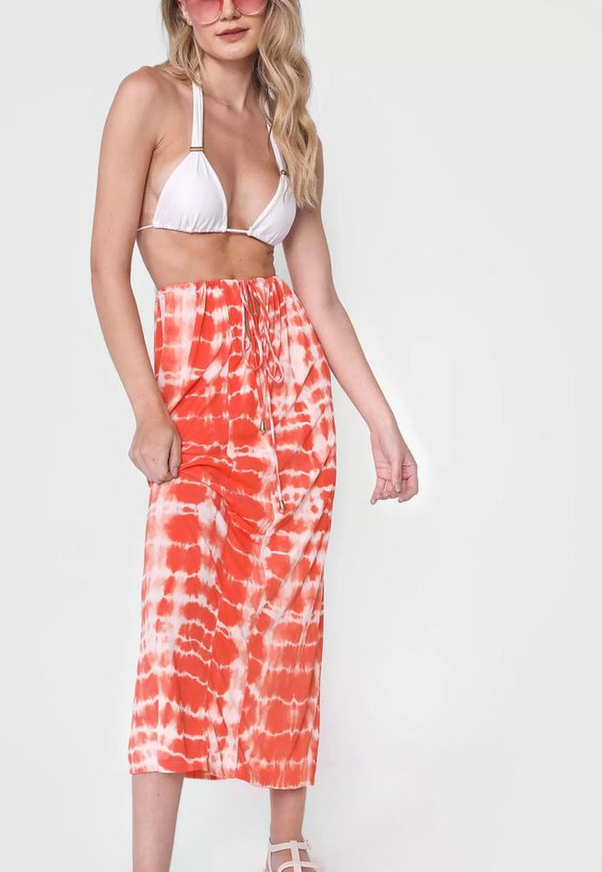 Skirt Acqua by Classic Midi Tie Dye Orange
