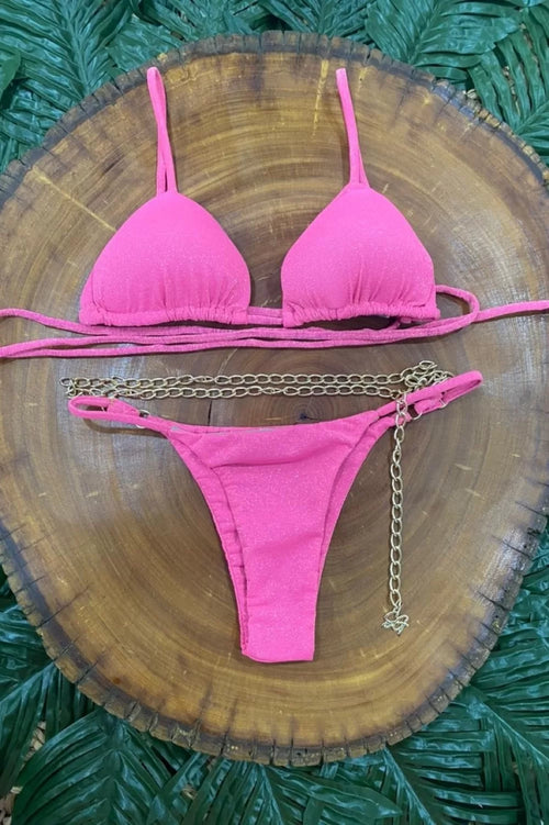 LUREX Curtain Bikini with Gold Chain