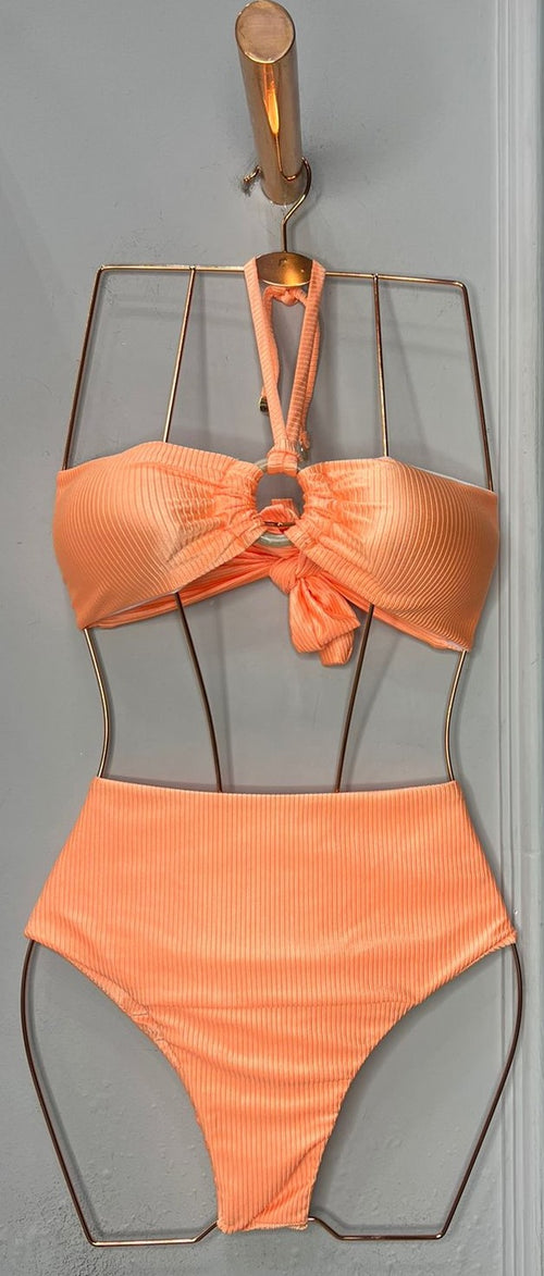 Hot Pants Orange Brazilian Bikini With Ring