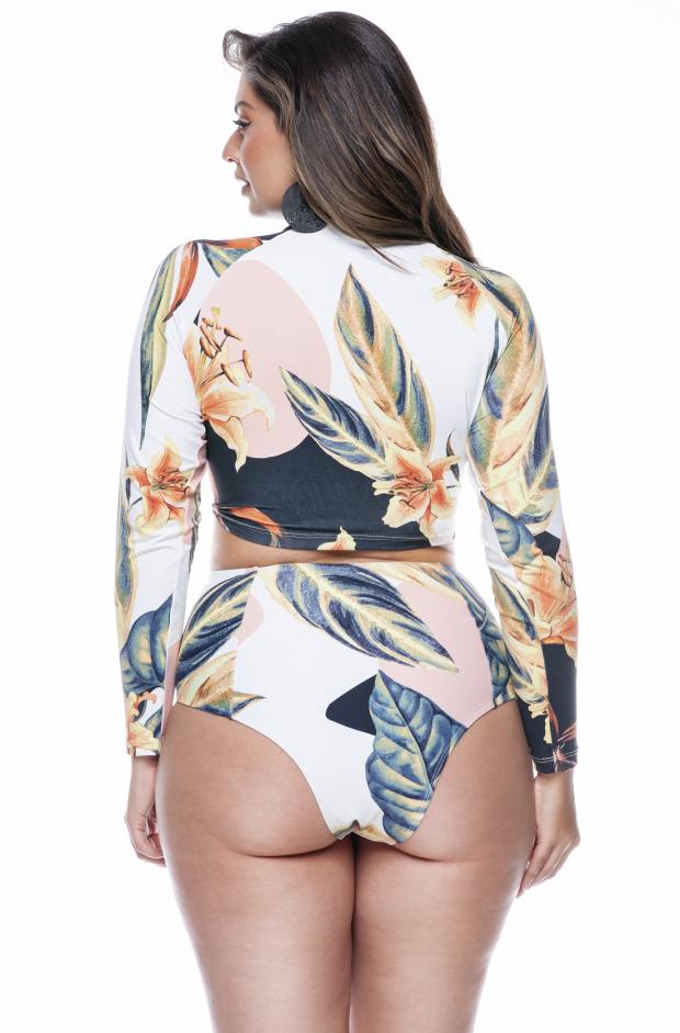 Brazilian Plus Size Cropped Long Sleeve Raglan Print Búzios - LEHONA