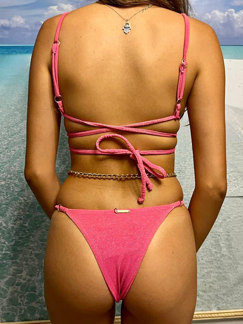 LUREX Curtain Bikini with Gold Chain