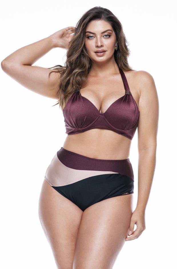 BRAZILIAN BIKINI HOT PANT PLUS SIZE IN THREE WINE COLLORS - LEHONA