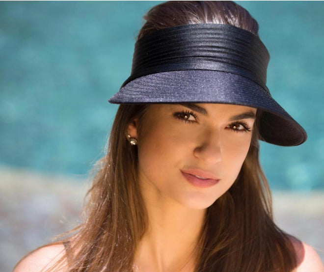 Black Pleated Brazilian Visor