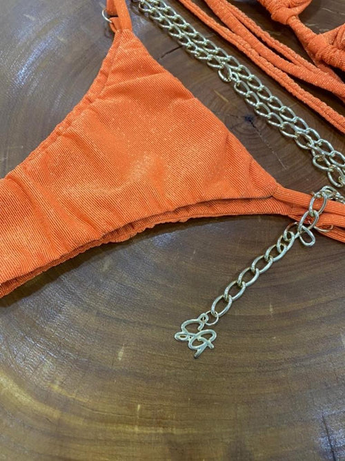 LUREX Curtain Bikini with Gold Chain