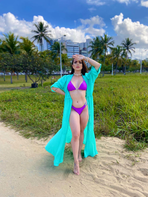Women’s Swimwear Turquoise Cover Ups Open Swimsuit Kimono Long Flowy Beachwear