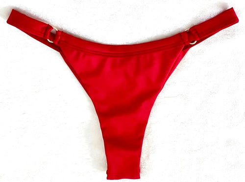 Brazilian Curtain Bikini Set with Adjustable Strap and Floss Ring Panties Medium Red
