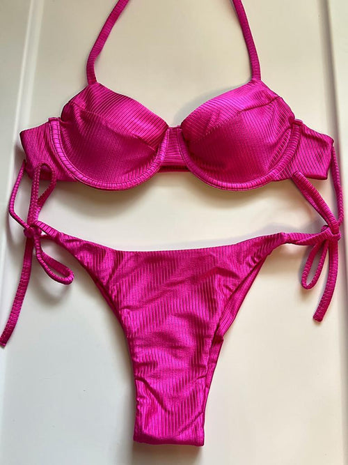 Brazilian Ribbed Bikini with Rim and Binding Panties