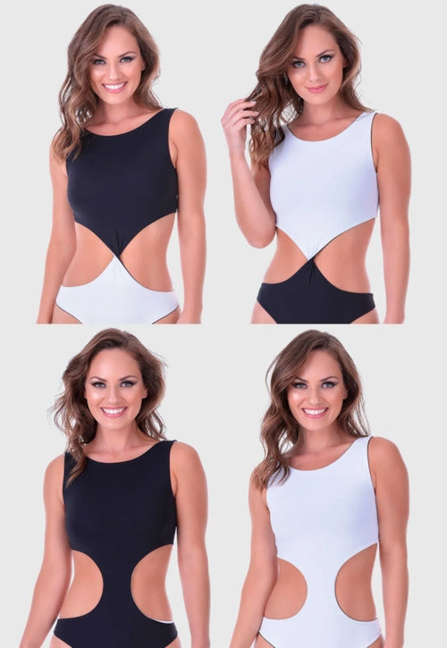 Brazilian Swimsuit Enganna Mamãe Double Face Black and White (4 Colors in 1)