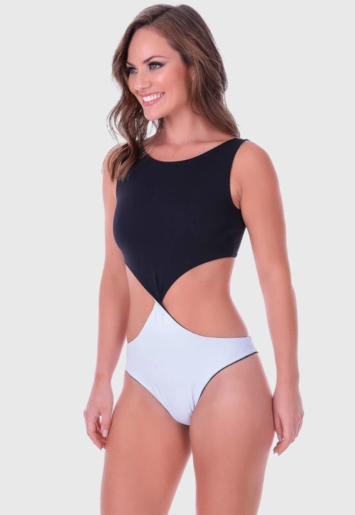 Brazilian Swimsuit Enganna Mamãe Double Face Black and White (4 Colors in 1)
