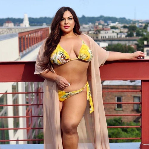 Plus Size Brazilian Curtain Bikini Bra and Panties - LEHONA