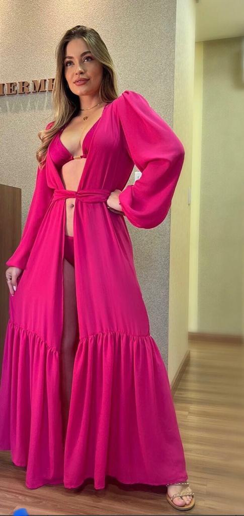 Women’s Swimwear Pink Cover Ups Open Swimsuit Kimono Long Flowy Beachwear