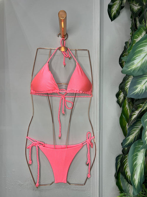 Neon Bikini Curtain Triangle Lace Panties.