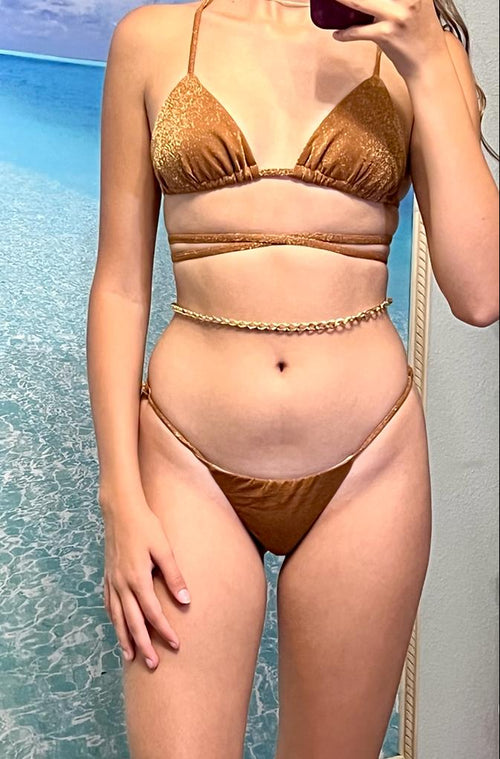 LUREX Curtain Bikini with Gold Chain