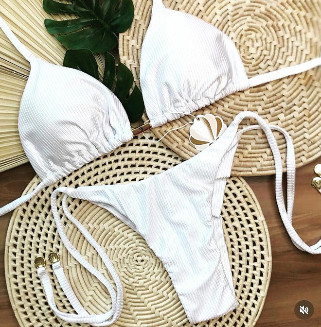 Brazilian White Bikini Curtain Triangle Lace Panties